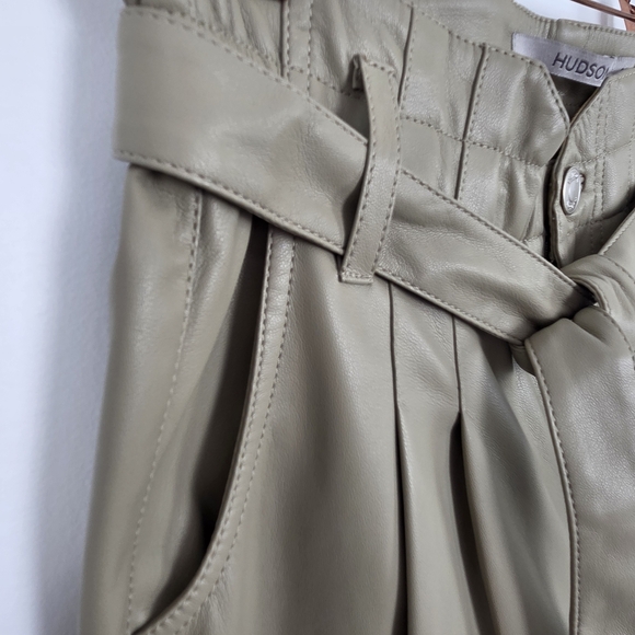HUDSON REMI Chinchilla Faux Leather High-Rise Paperbag Beige Pants NWT Size 25 - Picture 6 of 12